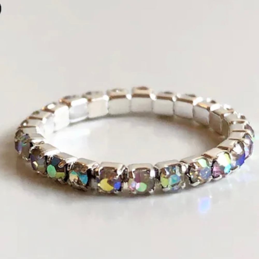 💖 AB Crystal Stretchy Toe Ring (fits all sizes) Aurora Borealis NEW